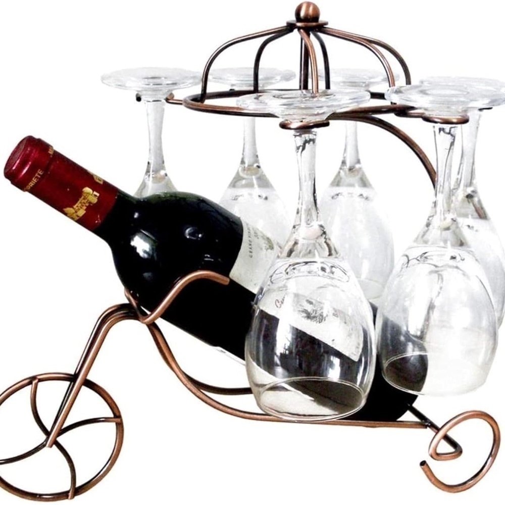 NWOT Temkin  Wine Rack Modern Iron Wine Glass Holder Metal  Chariot Wine Bottles
